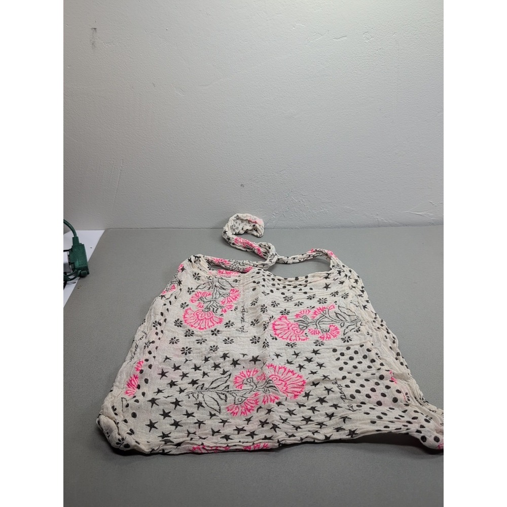 Free People Mixed Print Gauze Tote Bag Stars Floral‎ Polka Dot Cream Pink Black